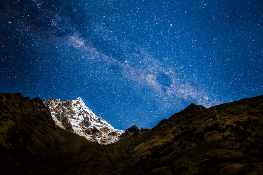 Noite estrelada na trilha Salkantay.