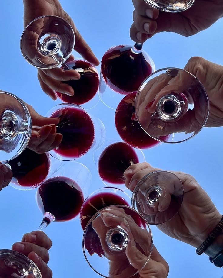 céu azul, taças de vinho durante a tour nos andes