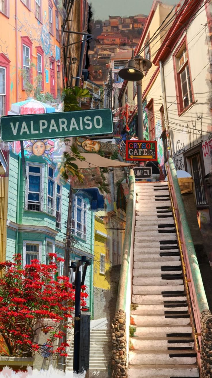 valparaiso na primavera, escada piano, ponto turistico do chile