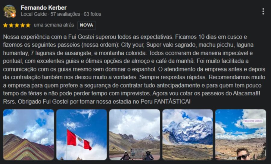 texto com imagens de um passeio retirado do google