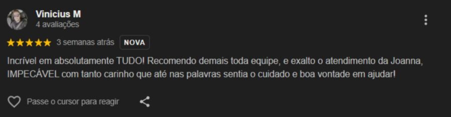 Depoimento de cliente no Google