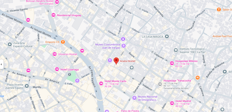 mapa do Anata Hostel