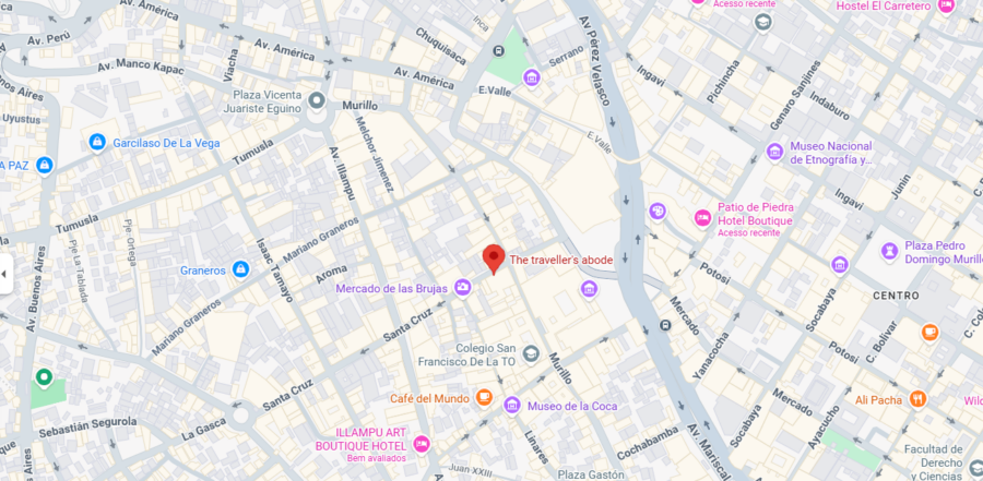 Mapa do The Traveller’s Abode La Paz